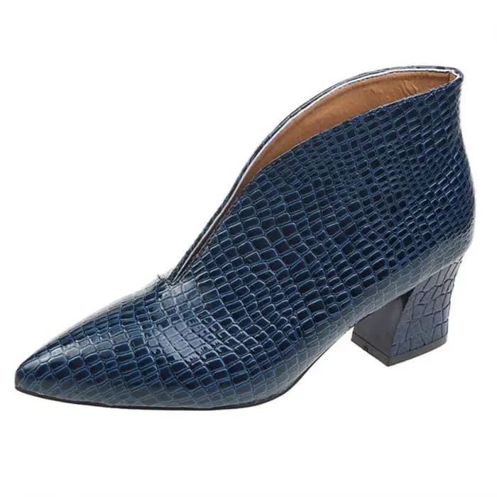 FHC nouvelles bottes nues à talons hauts en forme de V pour femmes, chaussures en cuir PU serpent pour femmes, bout pointu, bottines, noir, bleu, livraison directe