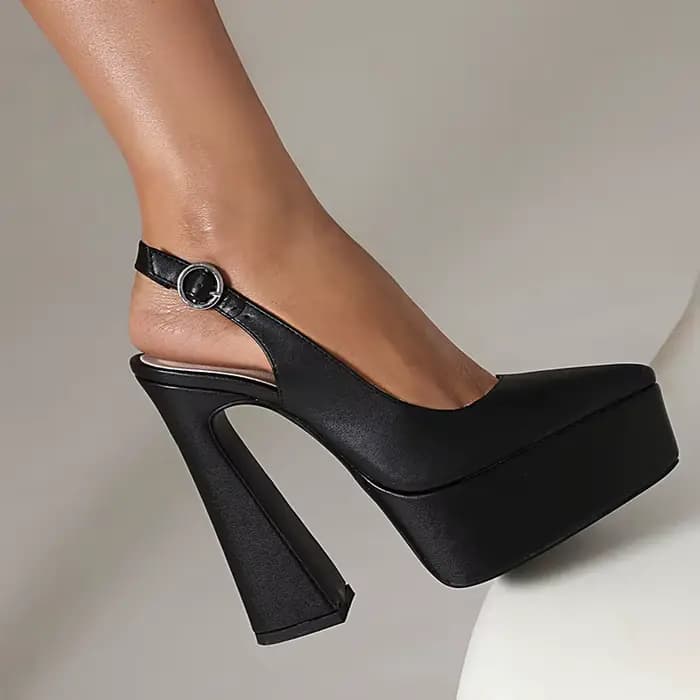 LIHUAMAO – escarpins à talons hauts pour femmes, sandales à talon slingback, bout pointu, avec sangle à la cheville, chaussures à plateforme, pour fête, bureau, talon épais