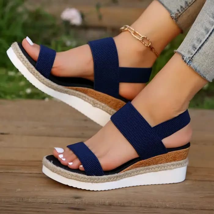 Sandales à talons compensés pour femmes, sandales d'été à plateforme de pied, ensemble ample bouche de poisson