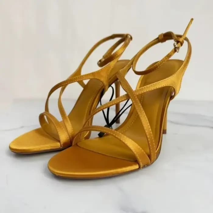 Sandales de luxe modernes à talons aiguilles pour femme, élégantes, à bout ouvert, avec lanières croisées, idéales pour les fêtes, banquets et mariages