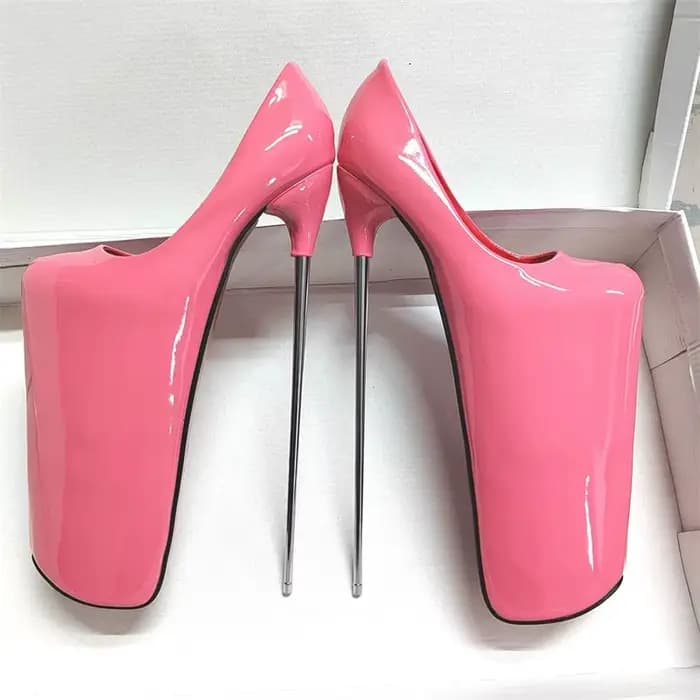 Pole Dance talons hauts 19/22/30cm plate-forme extrême femmes pompes talon en métal boucle de cheville taille 50 rose