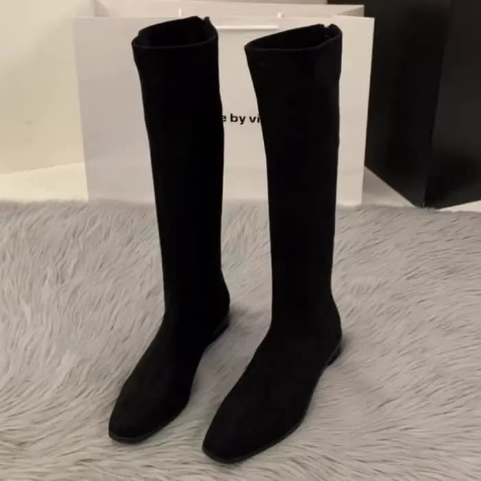 Nouveau daim chaud mode Chelsea bottes 2025 automne concepteur rétro dames genou