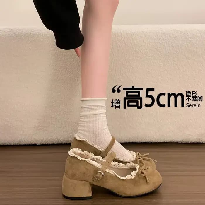 Chaussures Mary Jane en dentelle pour femmes, nouvelle collection printemps 2026, polyvalentes, avec nœud et talon épais