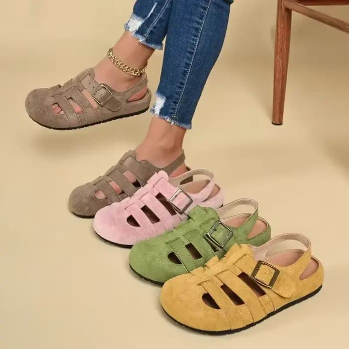 Sandales d'été pour femmes en daim