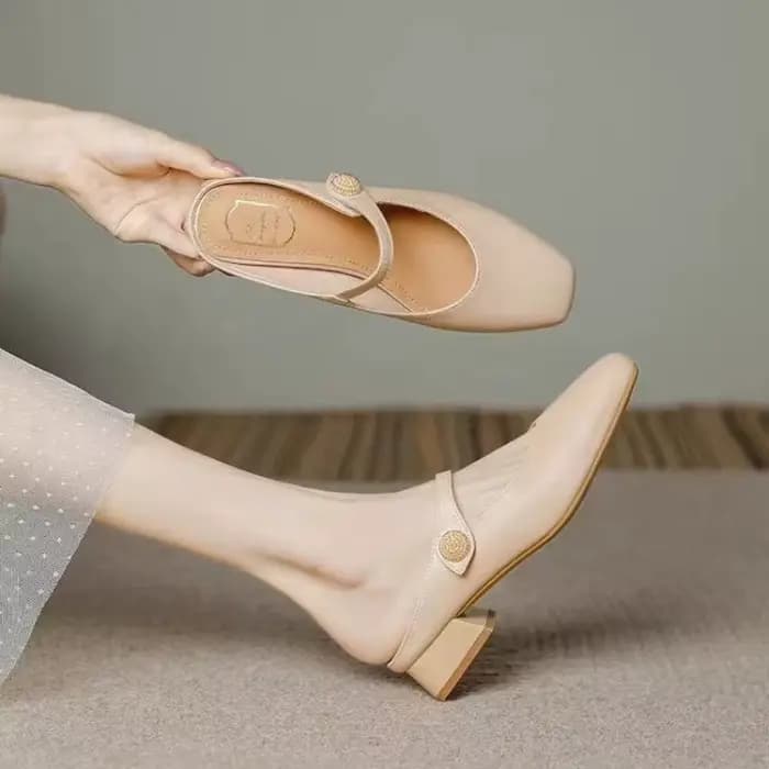 Nouvelles Escarpins Slingback Femme 2026 Noir Beige Élégants à Talons Carrés Épais – Chaussures