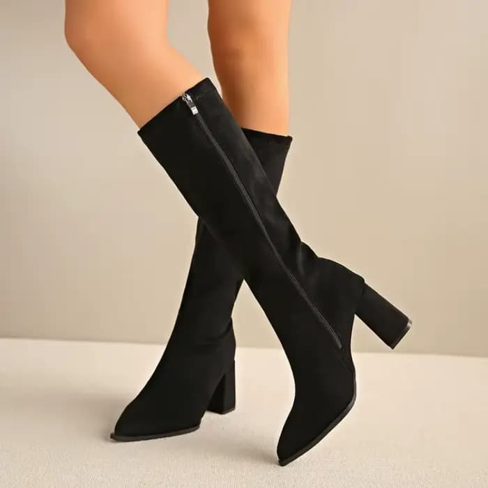 Nouvelles Bottes Longues Femme en Daim Élégantes et Tendance à Talons Hauts 2026 – Chaussures de Soirée Hiver