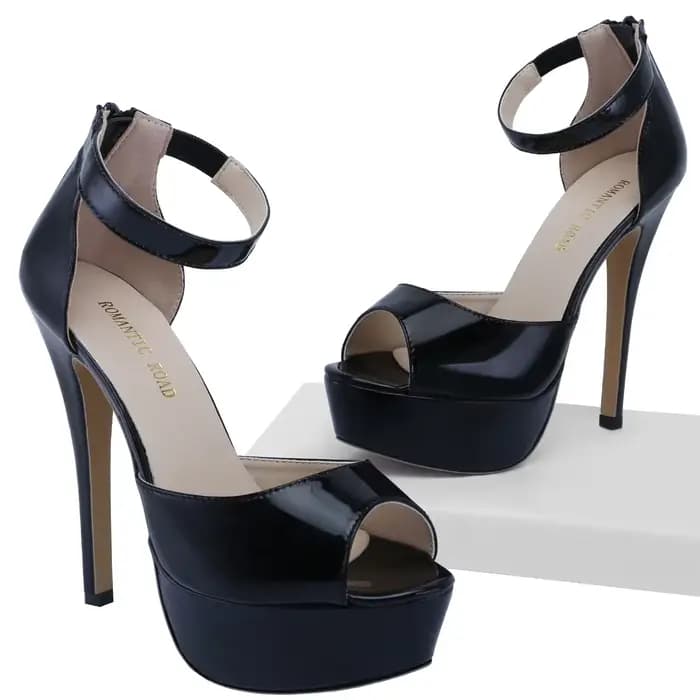 Femmes sandales nouveau Sexy 14CM plate-forme Super talons aiguilles bout ouvert bride à la cheville sandale gladiateur robe de soirée chaussures de mariage