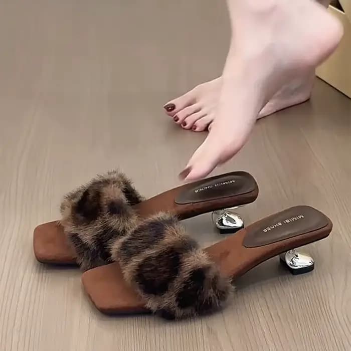 Mules en fausse fourrure pour femmes