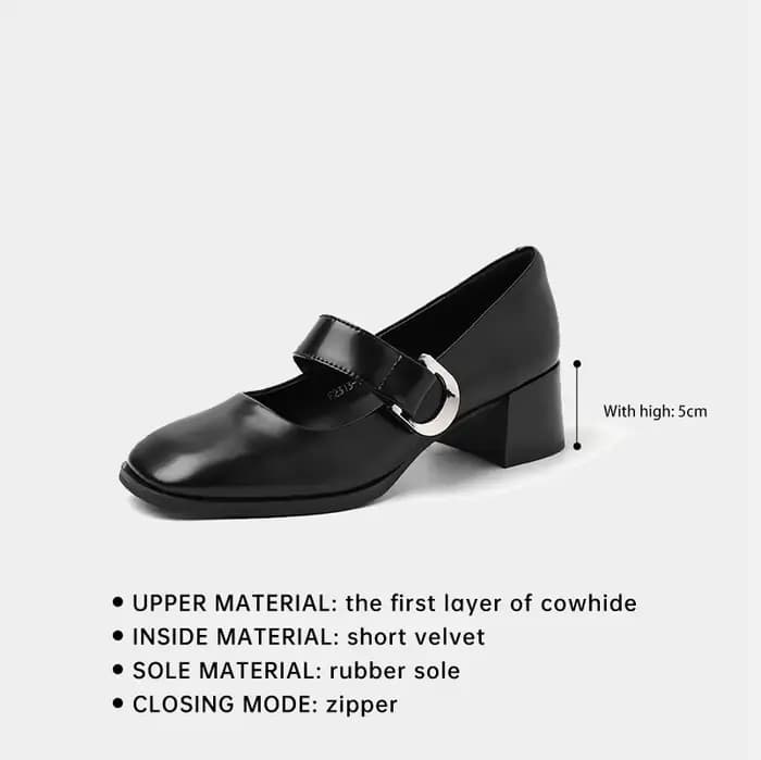 Ods Mary Jane pompes femmes 2025 nouveau printemps luxe véritable cuir de vache moyen bloc talon fait à la main qualité confortable respirant