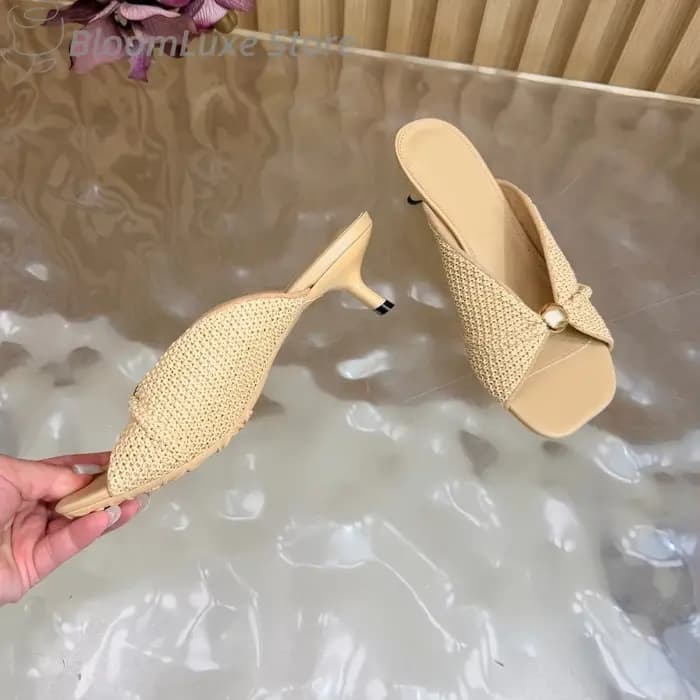 Mules tissées en raphia torsadé pour femme
