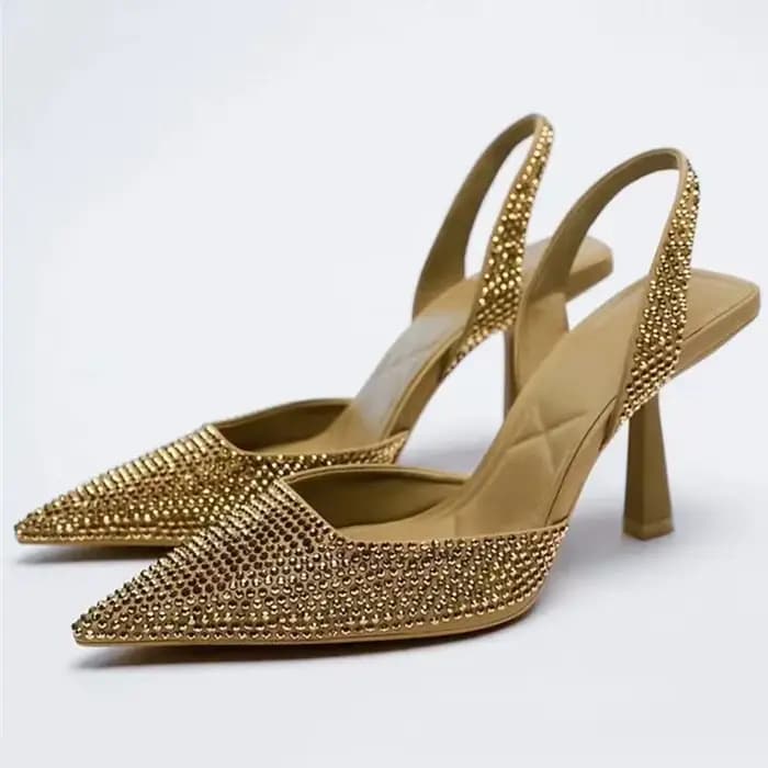 Escarpins à talons hauts 2025 été nouvelle marque sandales pour femmes mode boucle en cristal Slingback