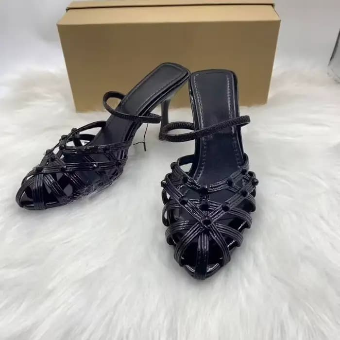 Talons hauts Slingback dorés de qualité supérieure avec strass scintillants