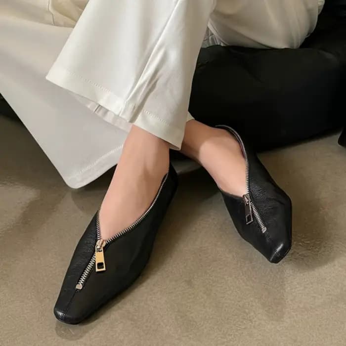 Dilalula 2026 populaire en peau de mouton en cuir fermeture éclair Dec pompes femmes confort talons bas