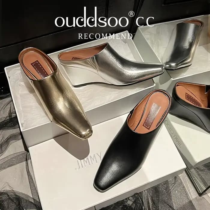 Ods Mules pour femmes 2025 pantoufles mocassins décontractés Pantofle diapositives bout carré bas sur une cale luxe nouveaux talons bloc couverture mode