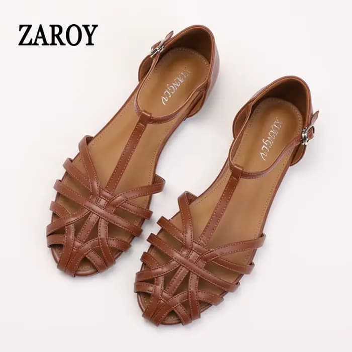 ZAROY femmes sandales été chaussures décontractées t-attaché sangle croisée