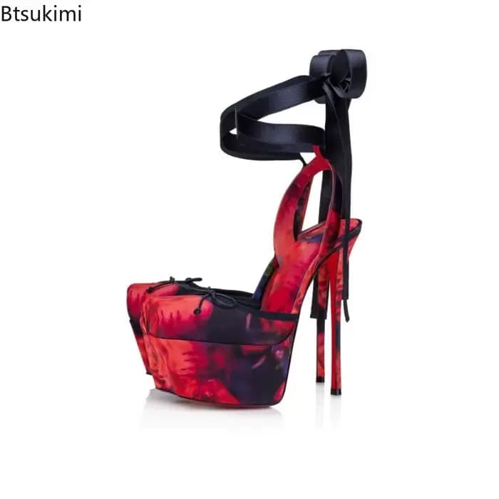 Nouvelles Sandales de Mariage de Luxe pour Femme 2026 à Talons Hauts, Bout Carré, Talons Fins, Plateforme, à Lacets, Plissées, Slingback
