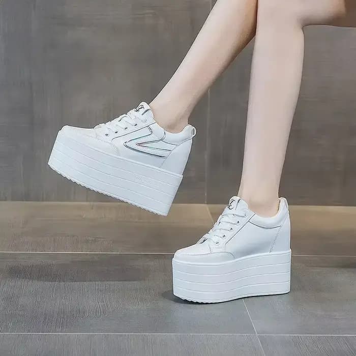 Talons compensés épais en cuir véritable