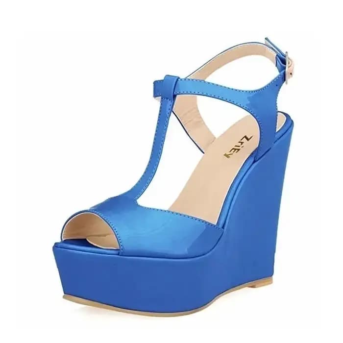 Sandales compensées pour femmes 2026 Nouveauté été 14cm Bout ouvert Sexy Bride cheville Talons hauts en cuir verni Plateforme Pumps Chaussures de soirée Mariage
