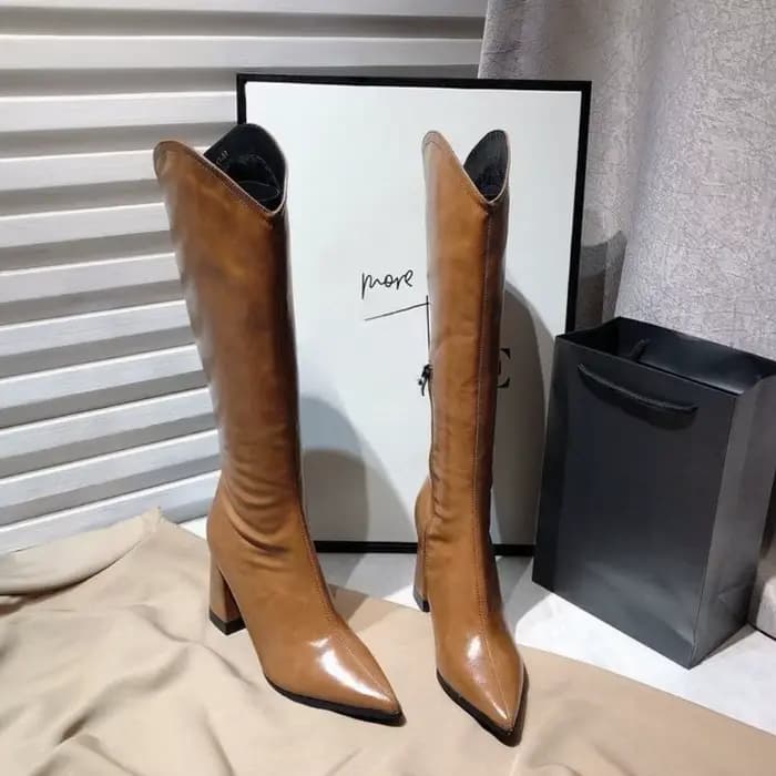Bout pointu femmes bottes hautes hiver mode fermetures éclair latérales chaussons longs dames Sexy élégant fête