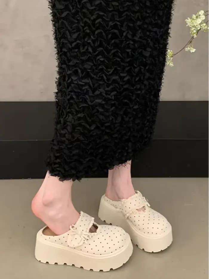 Nouvelles mules Mary Jane à plateforme à pois pour femme 2026