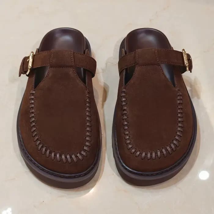 Mules à boucle en daim pour femme 2026
