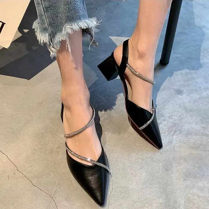 Sandales pour femmes talons moyens bloc sandale femme fête Sexy gros cuir véritable strass été nouveau 2025 concepteur de luxe