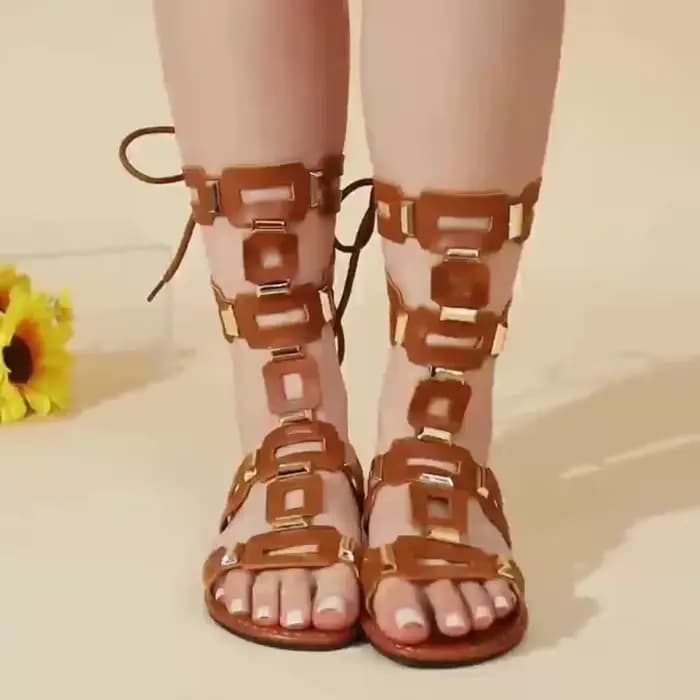 Nouvelles sandales plates tendance 2026 avec lacets arrière, sandales de créateur pour femmes, sexy, à bout ouvert, style romain, bottes décontractées d'été 36-43