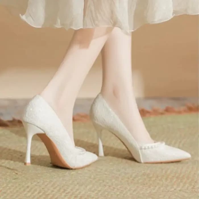 Talons hauts femmes nouvelle perle dentelle