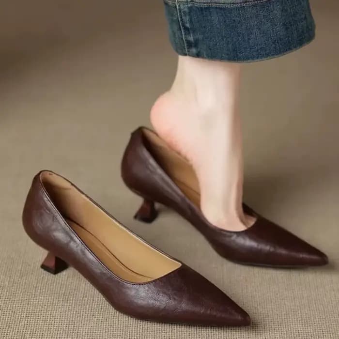Escarpins à enfiler en cuir de vache pour femmes