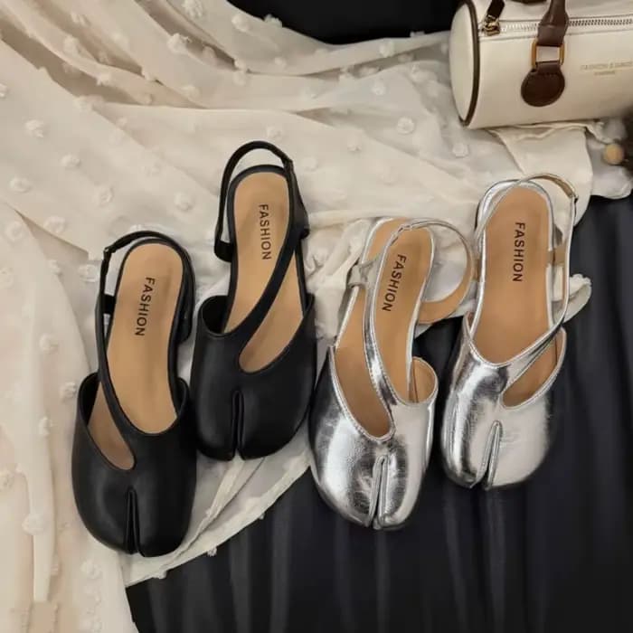 Sandales plates à bout fendu pour femme, collection été 2026, style designer, Tabi Ninja Slingback, chaussures de ballet Mary Jane, mules, chaussures à pieds de cochon, Mujer