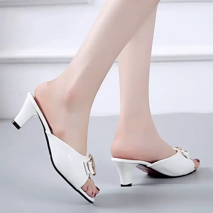 Sandales à talons hauts en cuir PU blanc pour femmes