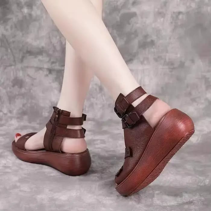 Sandales d'été pour femmes à talon moyen compensé