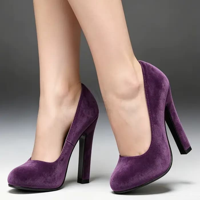 Escarpins élégants en daim violet à talon carré de 6 pouces pour femme