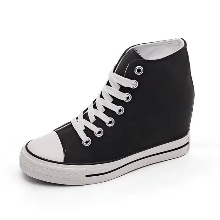 8cm chaussures à talons hauts chaussures en toile décontractées plate-forme compensées haut dames talons compensés cachés chaussures d'ascenseur