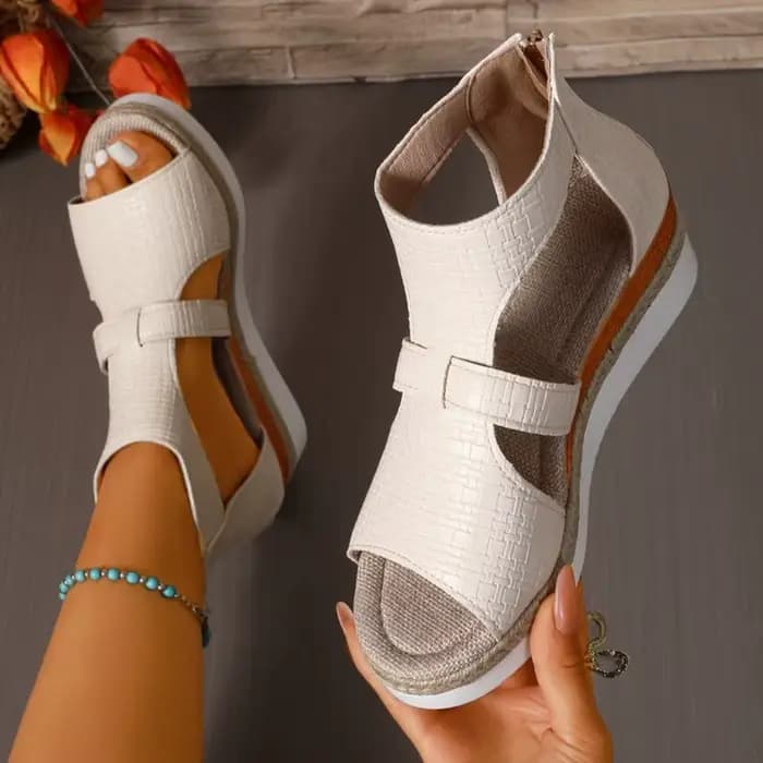 Sandales compensées ouvertes pour femme