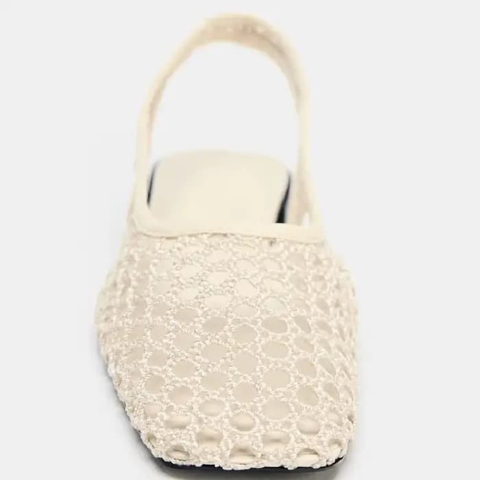 Tissage maille respirant Mules sandales pour femmes été nouveau Slingback chaussures de plage décontracté bout carré mode ballerines dames
