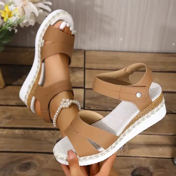 Sandales compensées espadrilles à lanières réglables pour femmes