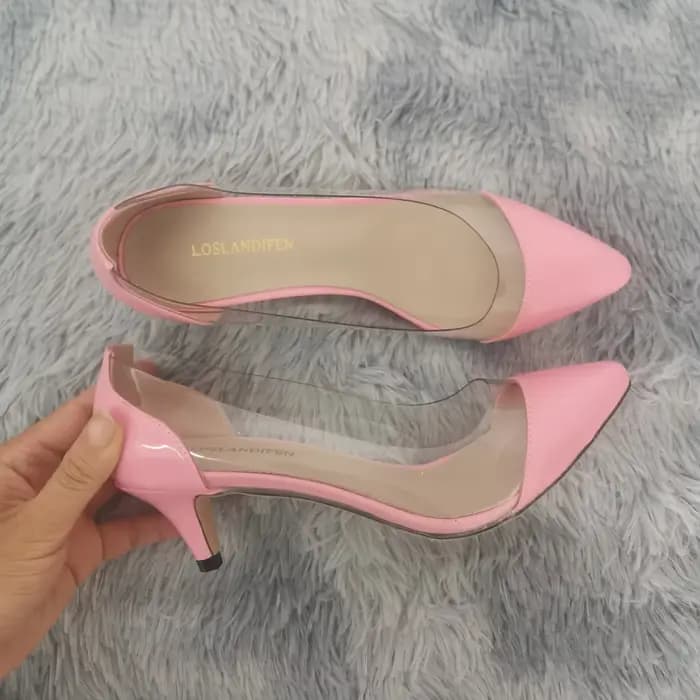 Escarpins Femme Printemps Automne 2026 Sexy Transparent PVC Talon Bas 5cm Mode Bout Pointu Chaussures à Enfiler Talons Hauts Fête Mariage