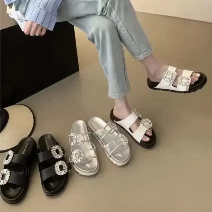 Sandales à Plateforme avec Strass pour Femme