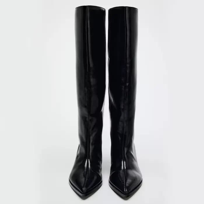 Bla botte large Tube bout pointu talon haut