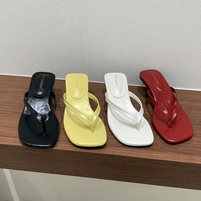 Chaussures rouges mode talons ronds dames pantoufles femmes tongs élégantes femmes pantoufles à talons sandales diapositives chaussures pompes