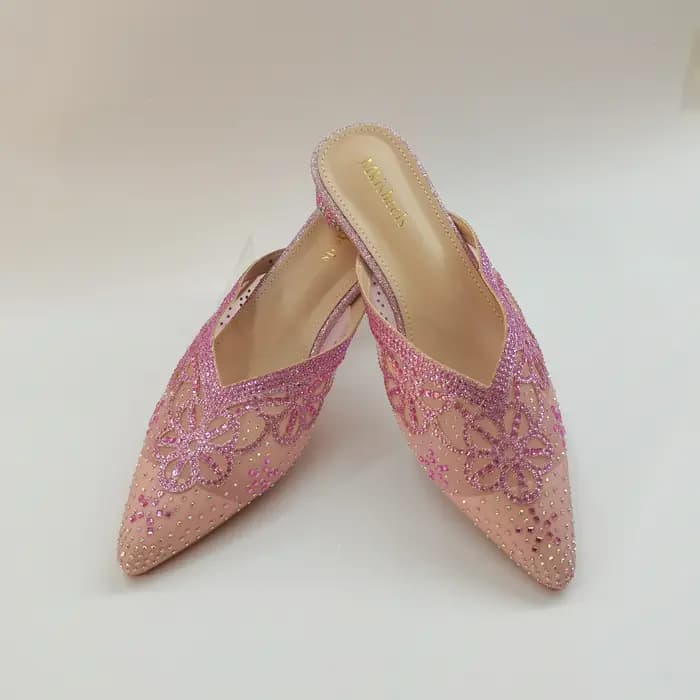 Sandales souples italiennes pour femmes, jolies mules en maille brodée bleues pour toutes les occasions, chaussures confortables pour femmes, style très vendu