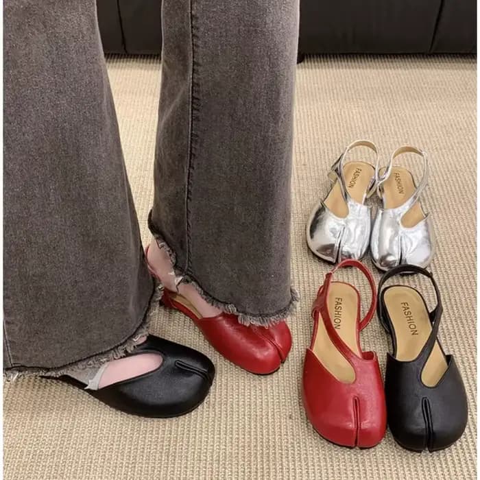Sandales plates à bout fendu pour femme, collection été 2026, style designer, Tabi Ninja Slingback, chaussures de ballet Mary Jane, mules, chaussures à pieds de cochon, Mujer