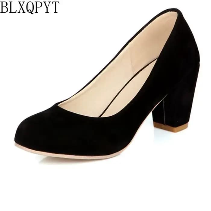 Femmes chaussures bloc talons hauts offre spéciale Zapatos Mujer Tacon 3 couleurs printemps automne pompes bout rond