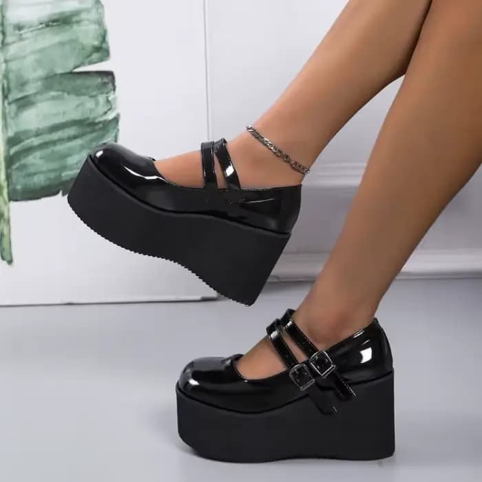 Nouvelles chaussures à talons compensés Mary Janes pour femme