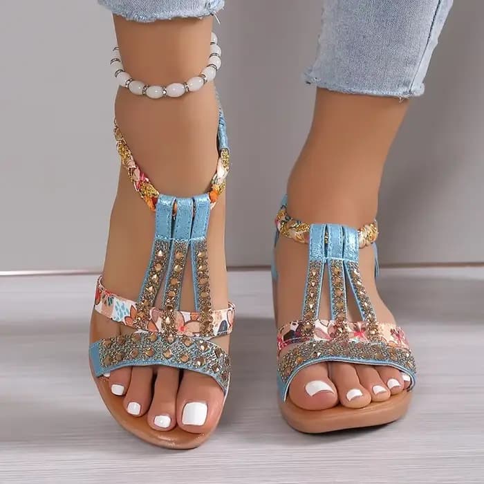 Femmes Sandales Compensées D'été Bohême Strass Plate-Forme Décontractée Sandales Femme Peep Toe Chaussures De Plage En Plein Air оokonвь ж Dön Dönuud......???я
