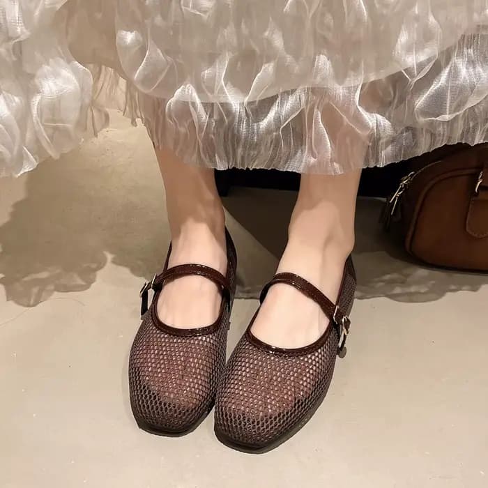Femmes maille ballerines résille ballerines boucle sangle sans lacet ballerine chaussures bout rond chaussures de Ballet pour les voyages en plein air