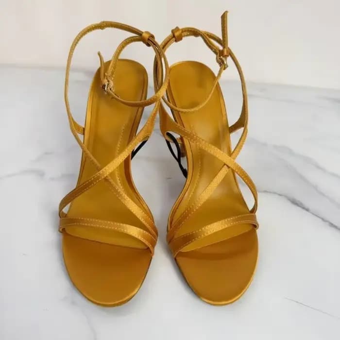 Sandales de luxe modernes à talons aiguilles pour femme, élégantes, à bout ouvert, avec lanières croisées, idéales pour les fêtes, banquets et mariages