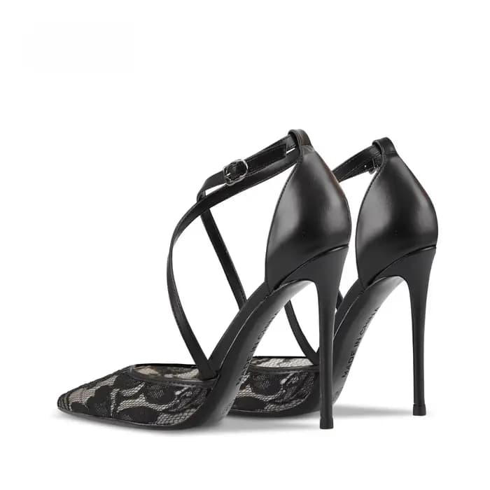 Nouvelles sandales à talons hauts en dentelle noire pour femmes