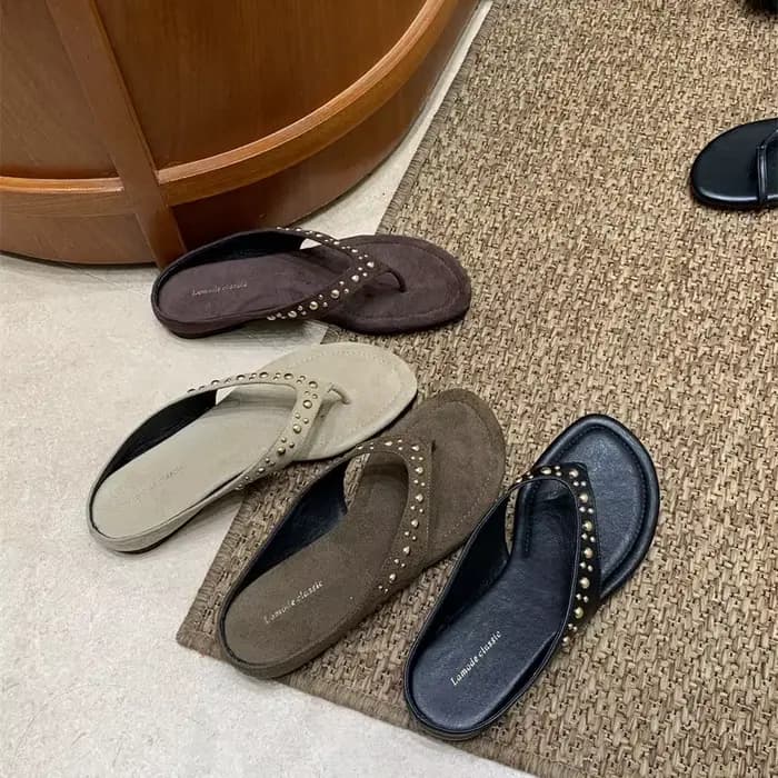 Sandales à talon épais rétro pour femmes, style estival polyvalent, sandales plates pour les vacances, tongs décontractées de plage